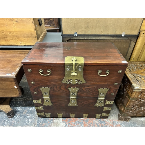 44 - A Korean elm and brass bound tansu chest - approx. 86cm high x 87cm wide x 45cm deep