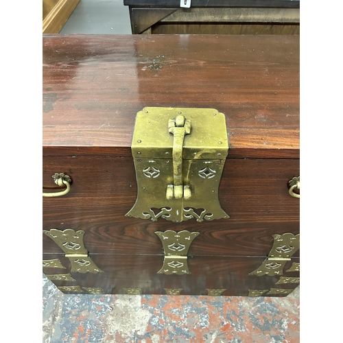 44 - A Korean elm and brass bound tansu chest - approx. 86cm high x 87cm wide x 45cm deep