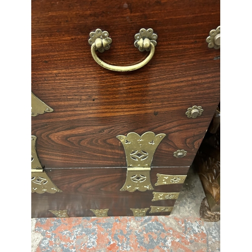 44 - A Korean elm and brass bound tansu chest - approx. 86cm high x 87cm wide x 45cm deep