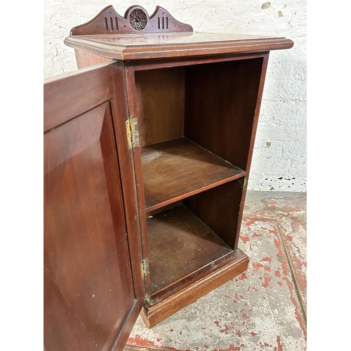 53 - Two pieces of furniture, one late Victorian carved mahogany bedside cabinet and one mid 20th century... 