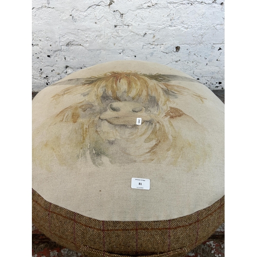 81 - A Voyage Maison tartan fabric upholstered footstool - approx. 80cm in diameter