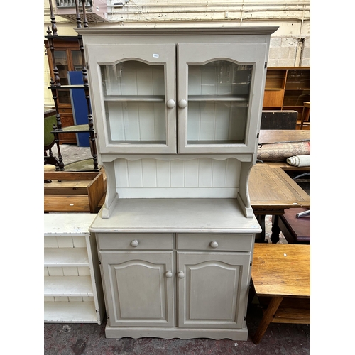 95 - A modern grey painted pine dresser - approx. 176cm high x 92cm wide x 40cm deep