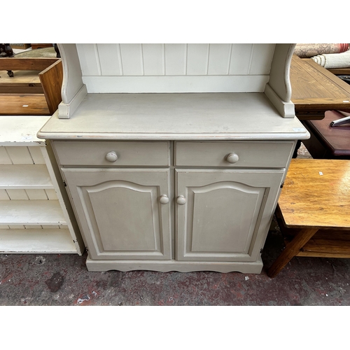 95 - A modern grey painted pine dresser - approx. 176cm high x 92cm wide x 40cm deep