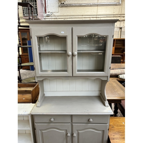 95 - A modern grey painted pine dresser - approx. 176cm high x 92cm wide x 40cm deep