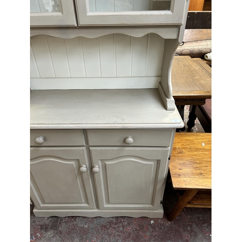 95 - A modern grey painted pine dresser - approx. 176cm high x 92cm wide x 40cm deep