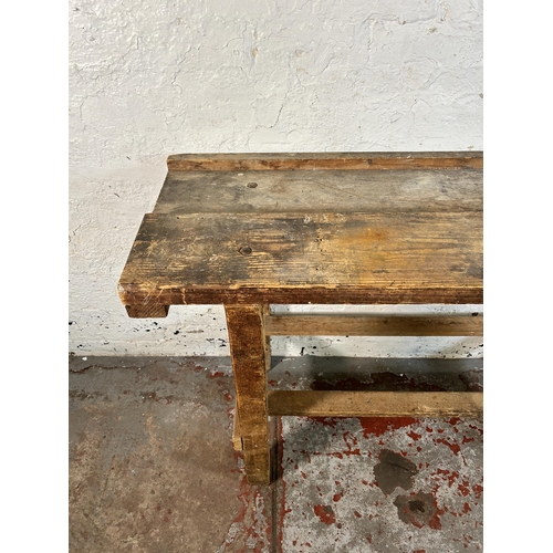 99 - A vintage pine work bench - approx. 87cm high x 137cm wide x 47cm deep