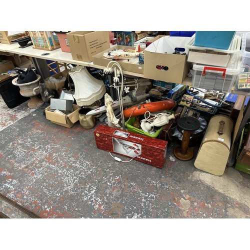 1221 - A large collection of house clearance items to include West German storage jar, Tiffany style table ... 