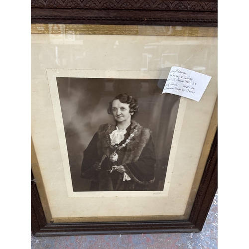 1227 - Two framed portraits of the Mayor and Mayoress of Crewe 1928-1929 and 1943-1944