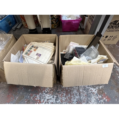 1243 - Two boxes containing a large collection of loose stamps first day covers