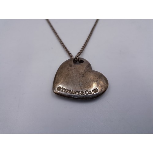 2093 - A Tiffany & Co. silver necklace with heart shaped pendant - approx. gross weight 9g