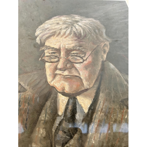 257 - A mahogany framed portrait oil painting of an elderly gentleman - approx. 63cm high x 52cm wide