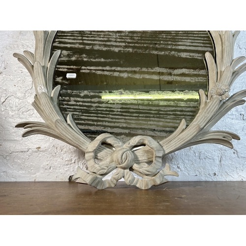 268 - A French style grey painted framed wall mirror - approx. 96cm high x 62cm wide