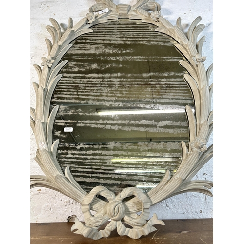 268 - A French style grey painted framed wall mirror - approx. 96cm high x 62cm wide