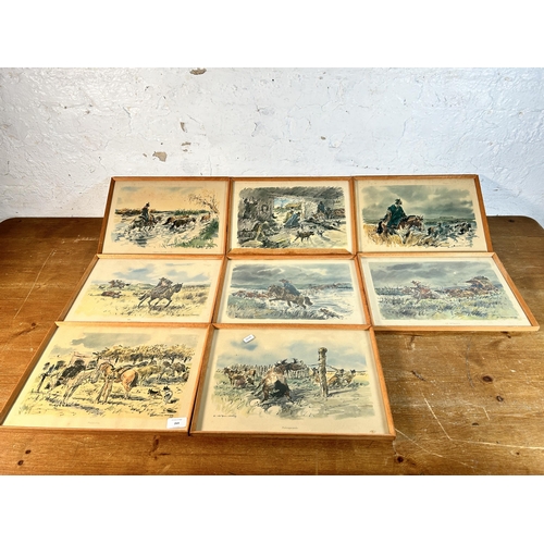 269 - Eight mid 20th century framed Enrique Castells Capurro prints - approx. 28cm high x 39cm wide