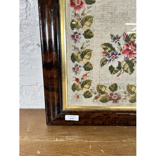 270 - A Victorian lacquer framed sampler by Sarah Walkley 1874 - approx. 63cm high x 73cm wide