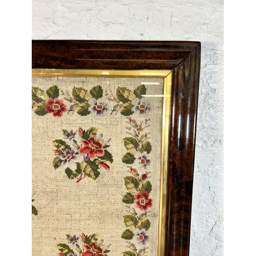 270 - A Victorian lacquer framed sampler by Sarah Walkley 1874 - approx. 63cm high x 73cm wide