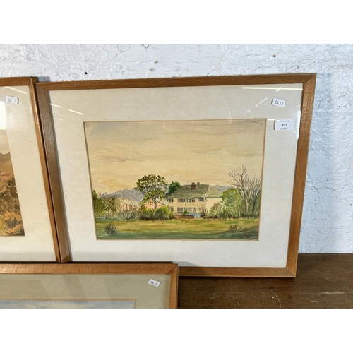 277 - Three framed 1960s H. Baguly watercolours - approx. 43cm high x 53cm wide