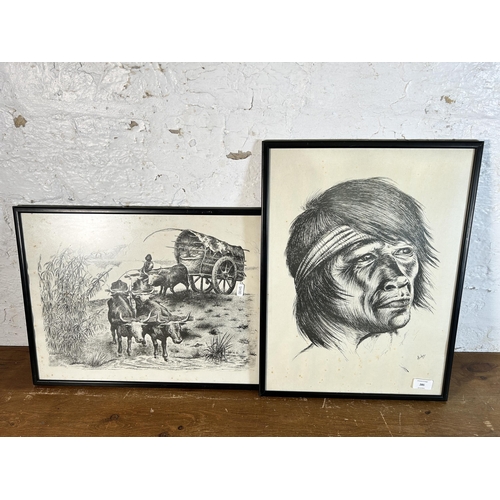 285 - Two 1960s Arbio lithographs - both approx. 51cm high x 38cm wide