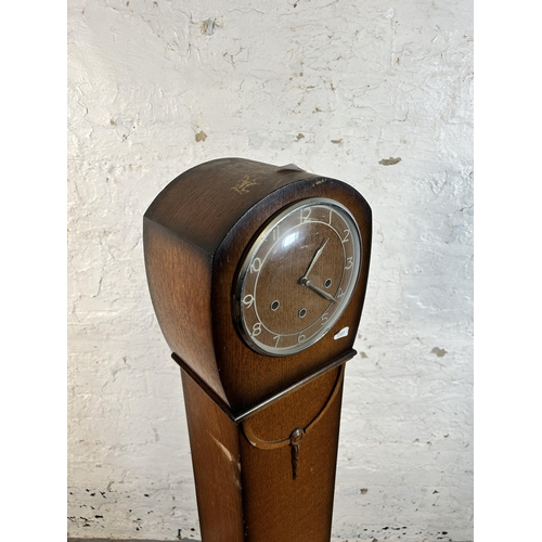 70 - A vintage Smiths oak cased granddaughter clock - approx. 132cm high