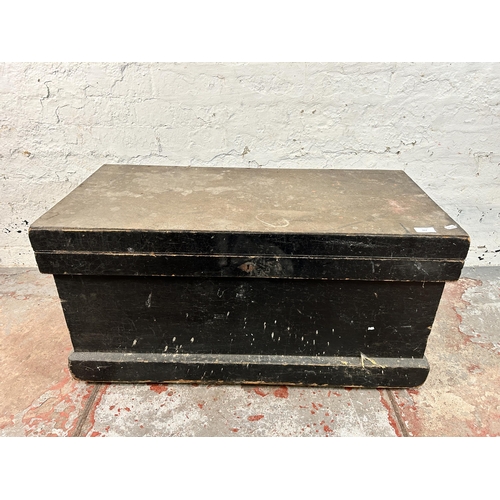 167 - A late 19th/early 20th century ebonized pine carpenter's tool box - approx. 45cm high x 87cm wide x ... 