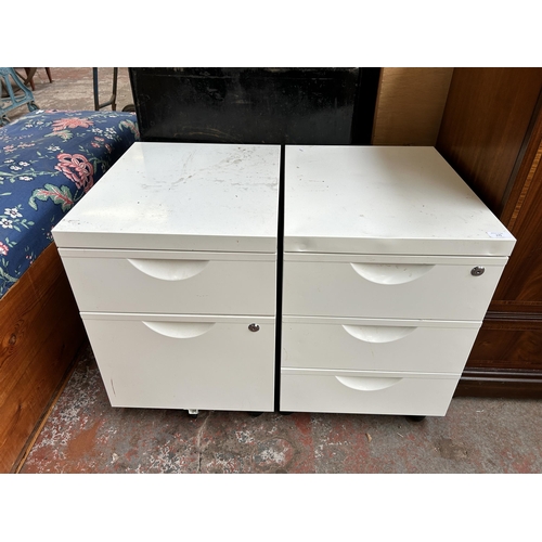 175 - Two modern white metal office filing cabinets