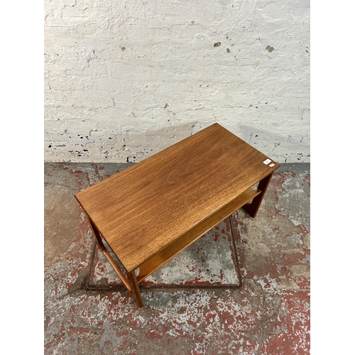 181 - A mid 20th century teak rectangular two tier coffee table - approx. 43cm high x 42cm wide x 81cm lon... 