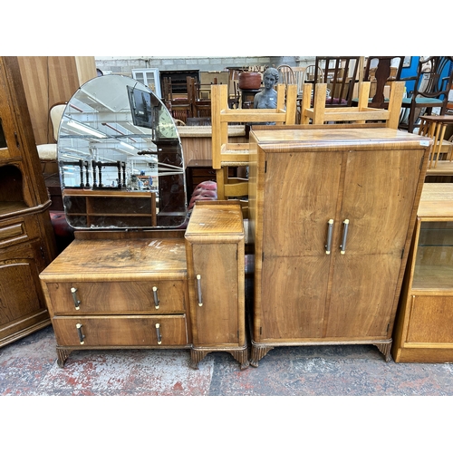 190 - An Art Deco walnut two piece bedroom suite