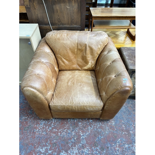 198 - An Arighi Bianchi Italian tan leather armchair