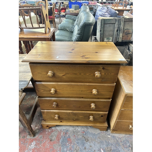 210 - A pine chest of drawers - approx. 92cm high x 76cm wide x 41cm deep