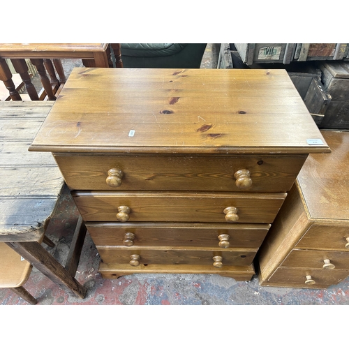 210 - A pine chest of drawers - approx. 92cm high x 76cm wide x 41cm deep