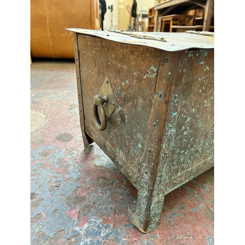 202 - An Arts and crafts riveted copper coal box