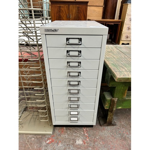 204 - A Bisley grey metal ten drawer office filing cabinet - approx. 67cm high x 28cm wide x 41cm deep