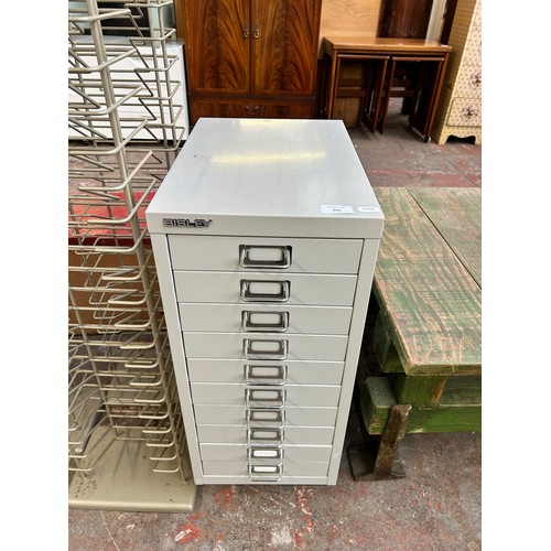 204 - A Bisley grey metal ten drawer office filing cabinet - approx. 67cm high x 28cm wide x 41cm deep