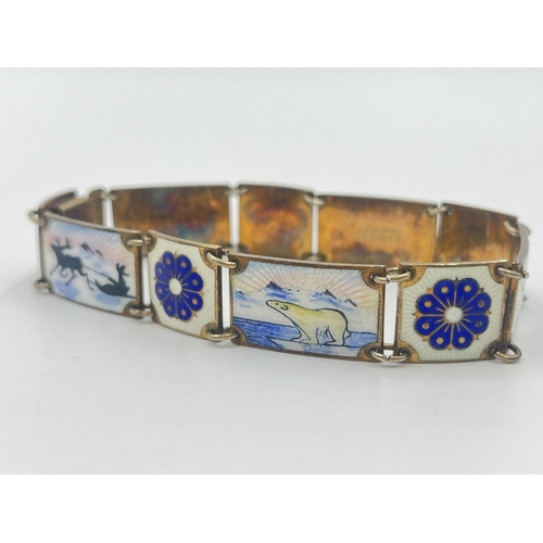 2004 - A David Andersen of Norway sterling silver and enamel panel bracelet - approx. gross weight 26g and ... 