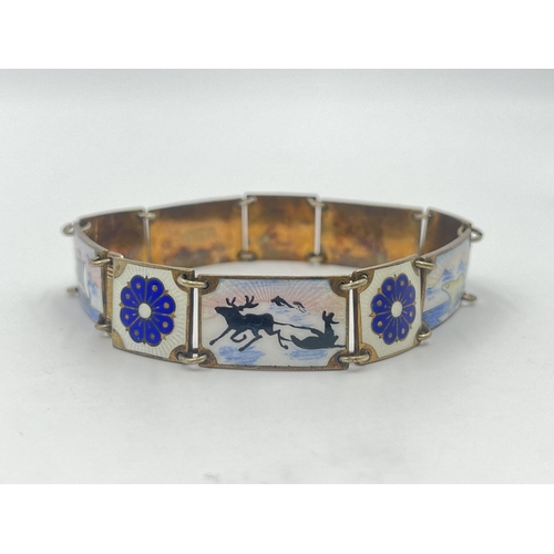 2004 - A David Andersen of Norway sterling silver and enamel panel bracelet - approx. gross weight 26g and ... 