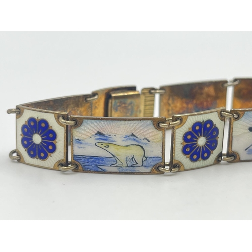 2004 - A David Andersen of Norway sterling silver and enamel panel bracelet - approx. gross weight 26g and ... 