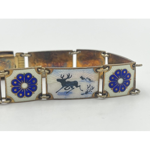 2004 - A David Andersen of Norway sterling silver and enamel panel bracelet - approx. gross weight 26g and ... 