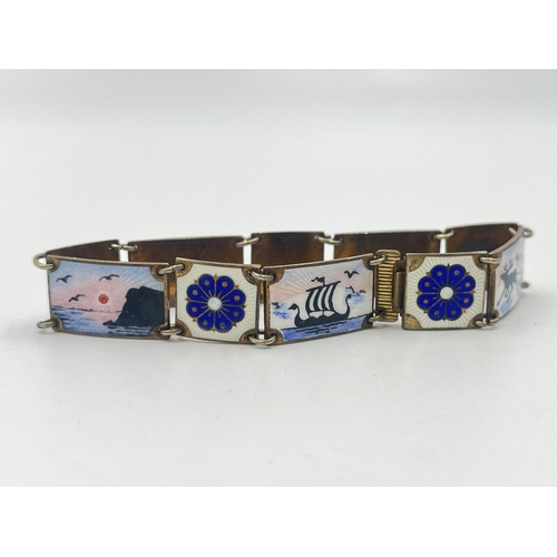 2004 - A David Andersen of Norway sterling silver and enamel panel bracelet - approx. gross weight 26g and ... 