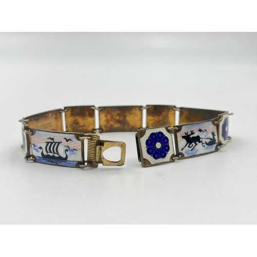 2004 - A David Andersen of Norway sterling silver and enamel panel bracelet - approx. gross weight 26g and ... 