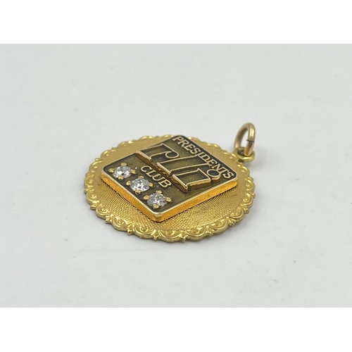 2006 - A RLI Presidents Club 12ct gold filled diamond set pendant - approx. gross weight 5g