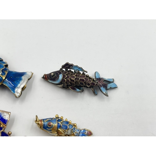 2007 - Five enamel articulated fish pendants