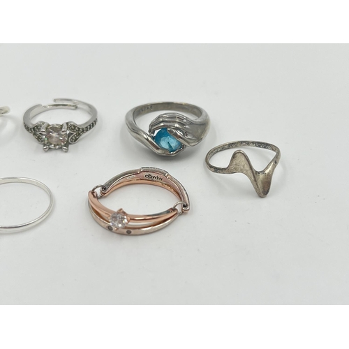 2037 - Ten .925 silver rings