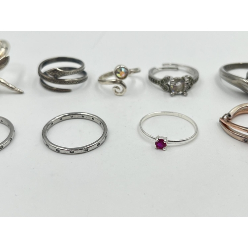 2037 - Ten .925 silver rings