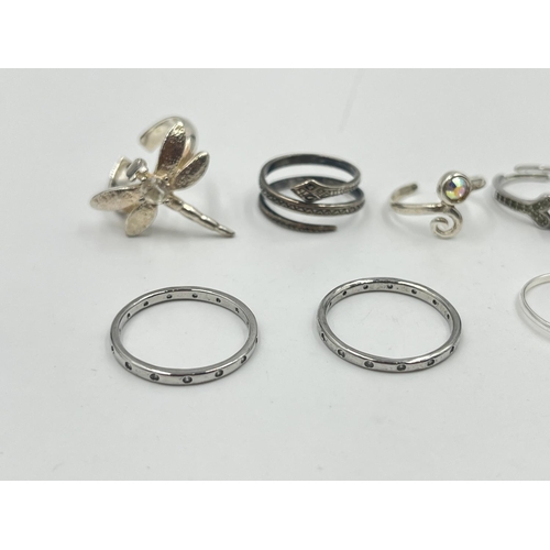 2037 - Ten .925 silver rings