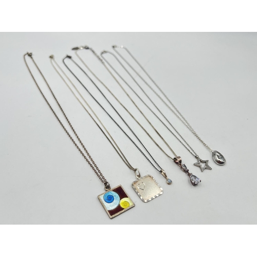 2041 - A collection of .925 silver necklaces and pendants