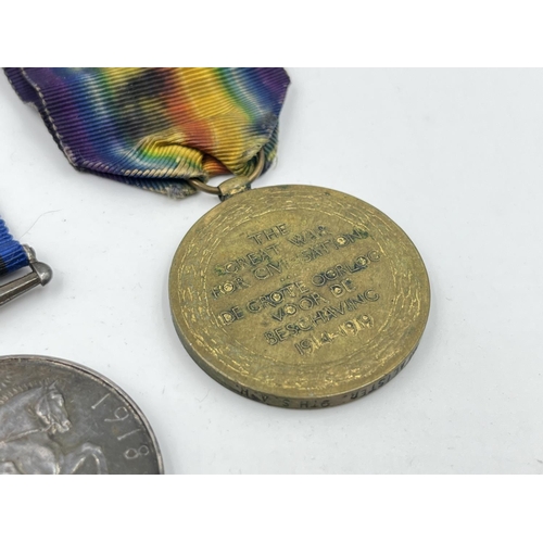 2314 - A WWI British medal pair presented to Sjt. A. McAlister 9th S. A. H.