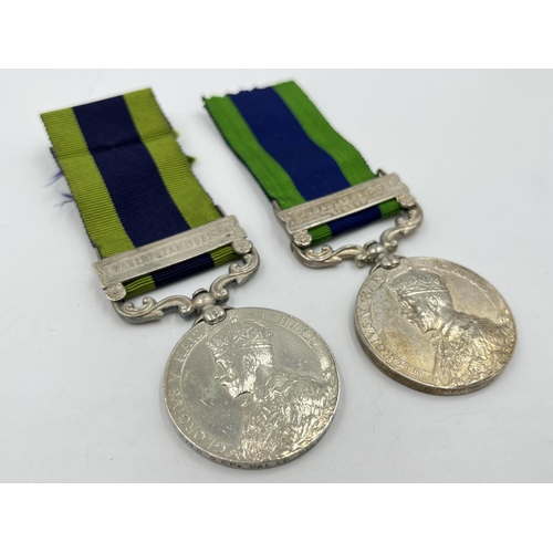 2317 - Two George V Indian General Service medals, one with Afghanistan N. W. F. 1919 clasp presented to 25... 