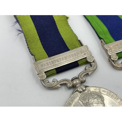 2317 - Two George V Indian General Service medals, one with Afghanistan N. W. F. 1919 clasp presented to 25... 