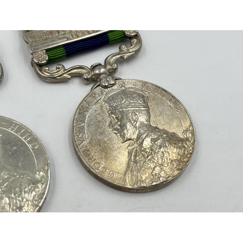 2317 - Two George V Indian General Service medals, one with Afghanistan N. W. F. 1919 clasp presented to 25... 