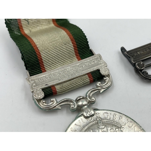 2318 - Two George VI Indian General Service medals, one with North West Frontier 1936-37 clasp presented to... 